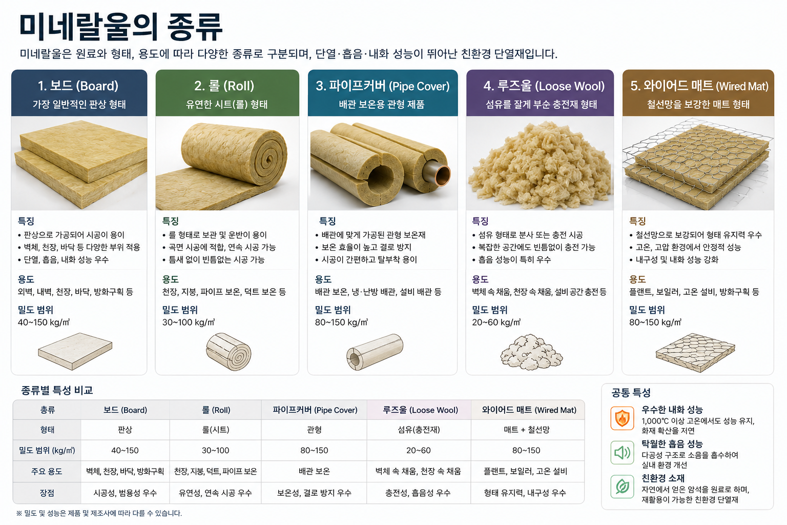 미네랄울의 종류