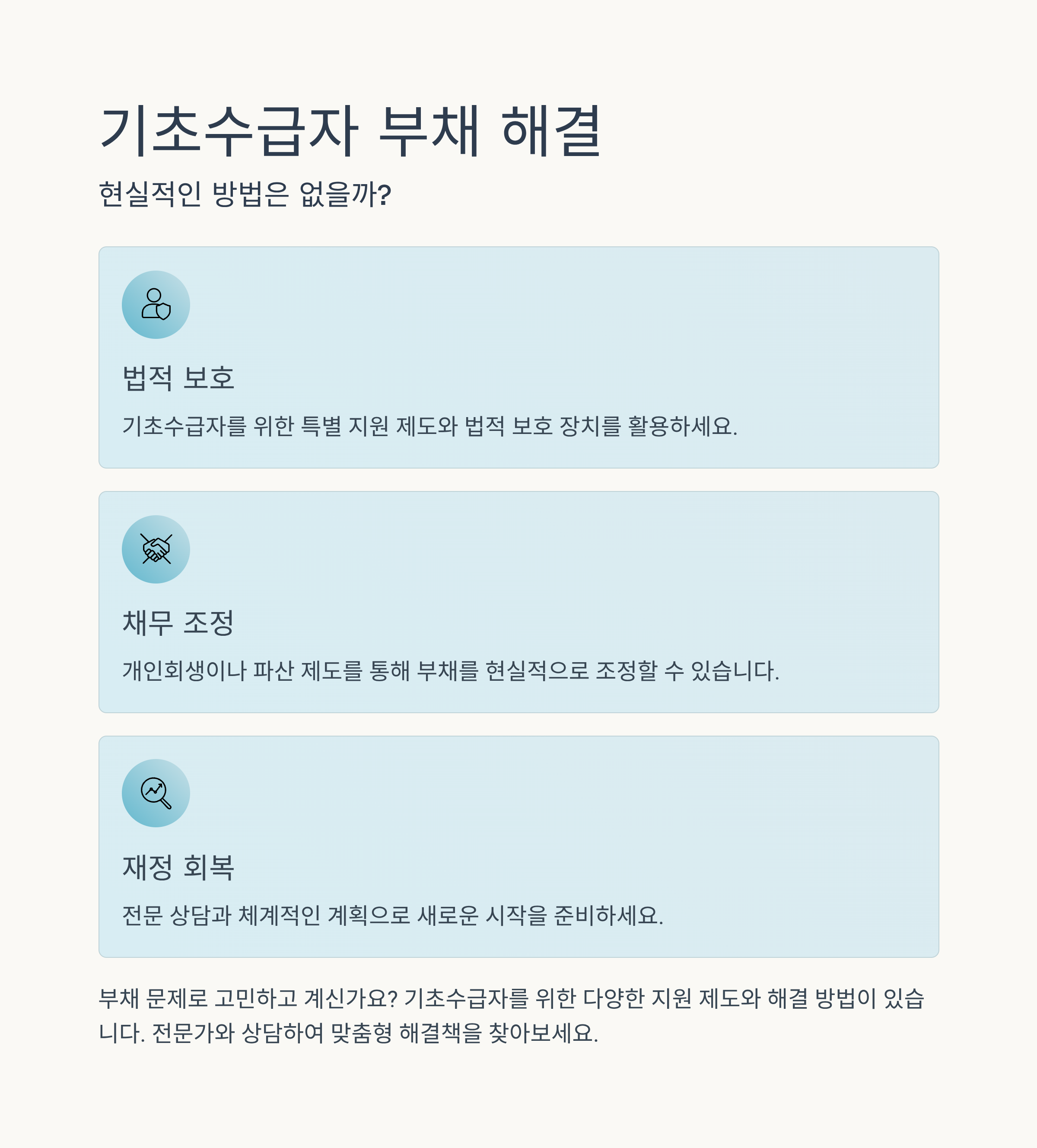 기초수급자 부채 해결, 현실적인 방법은 없을까?