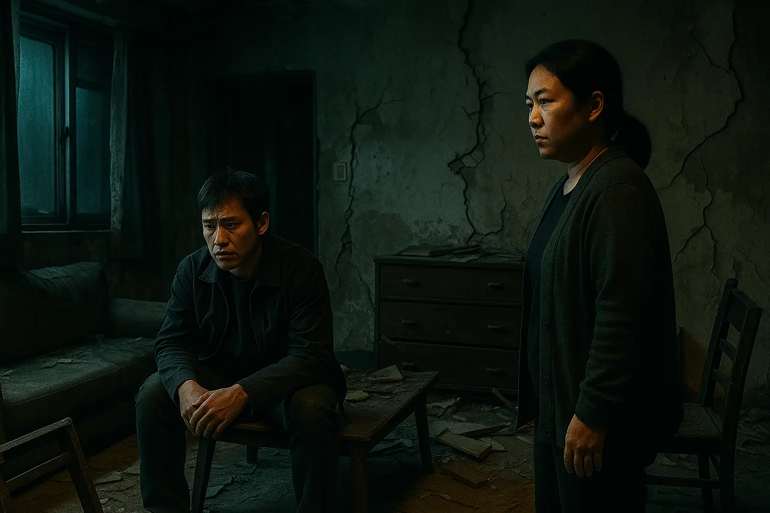극한 상황에서 서로를 의심하며 무너지는 두 인물의 내면 갈등과 연기 몰입도