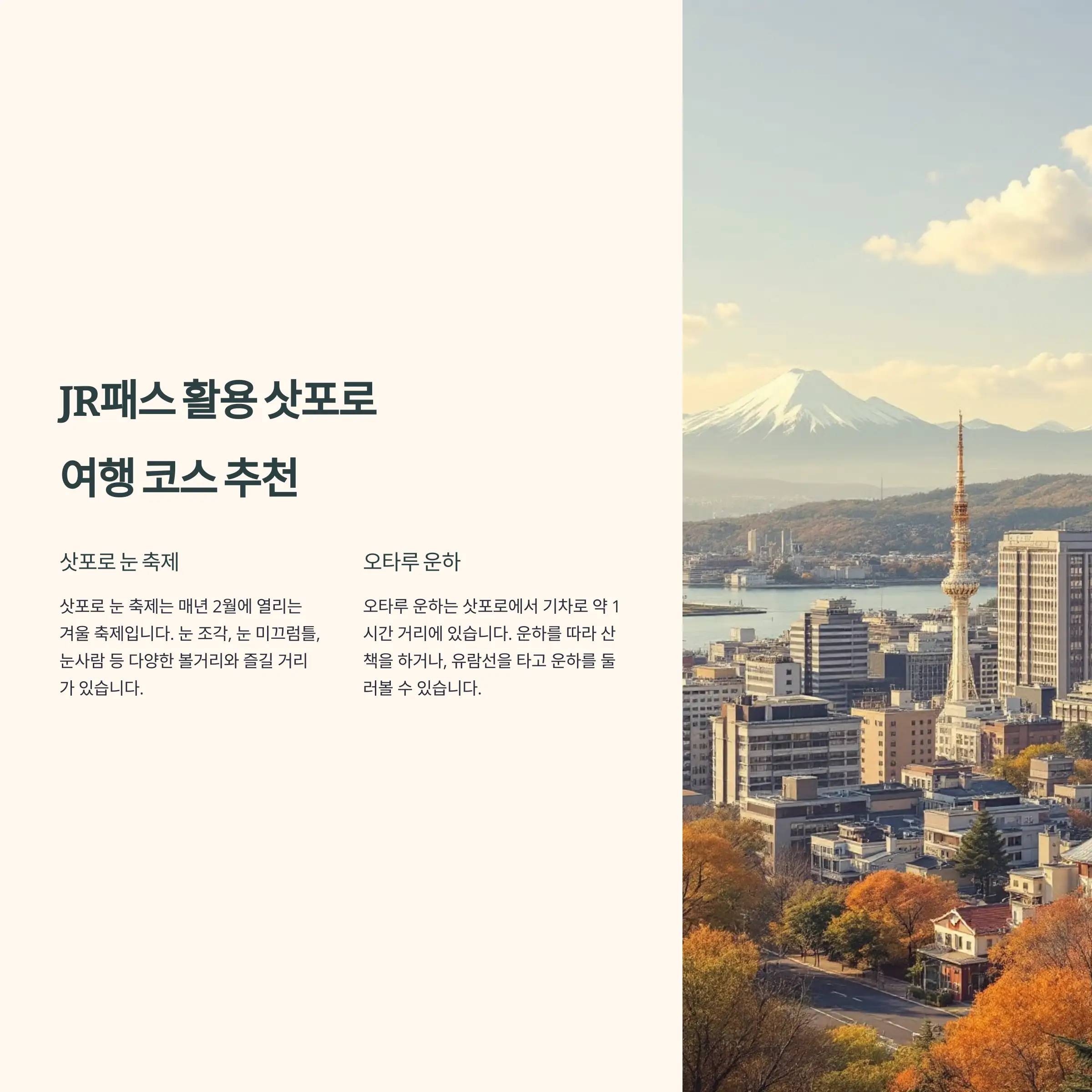 JR패스 활용 삿포로 여행 1일 추천 코스