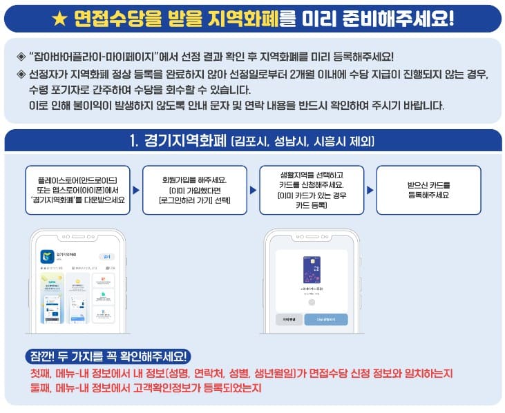 경기도 청년 면접수당 신청방법 자격조건 자급방법 제출서류