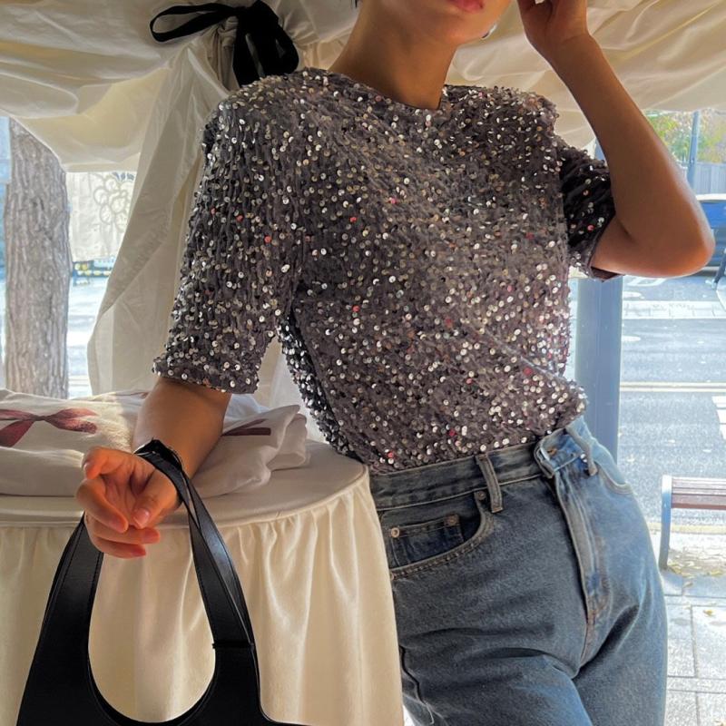 벨벳 스팽글 티셔츠