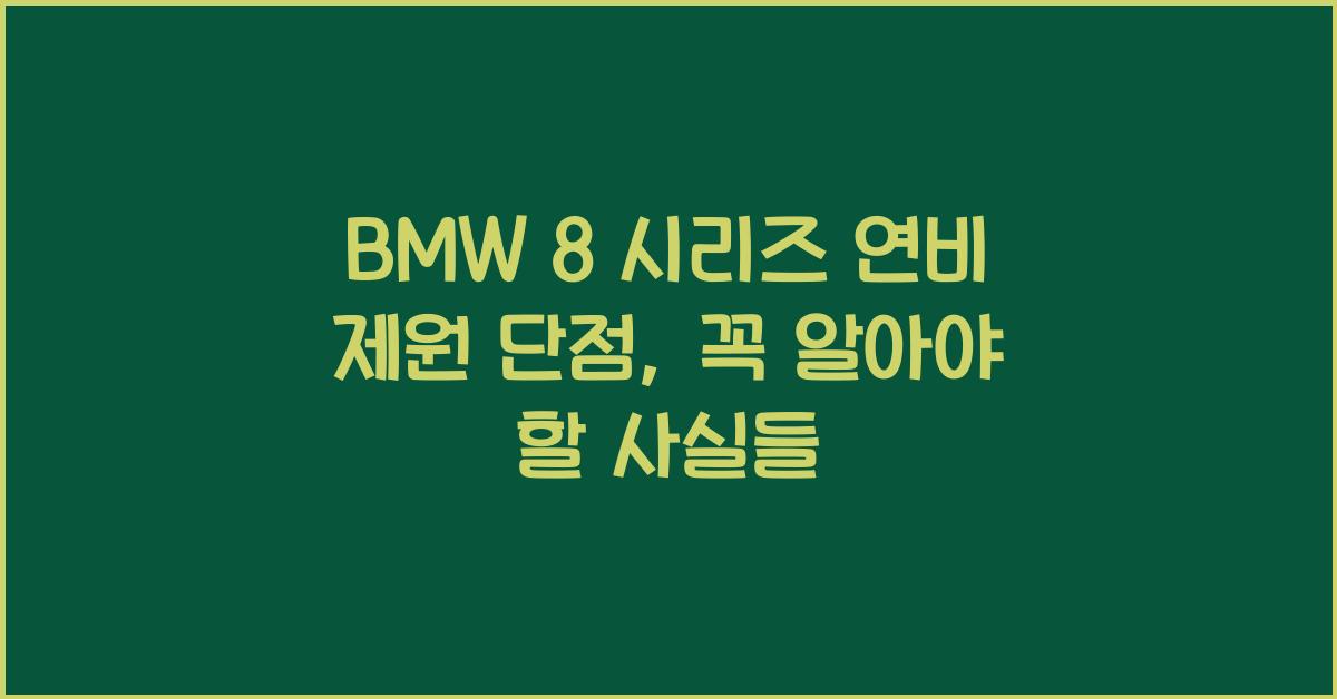 BMW 8 시리즈 연비 제원 단점
