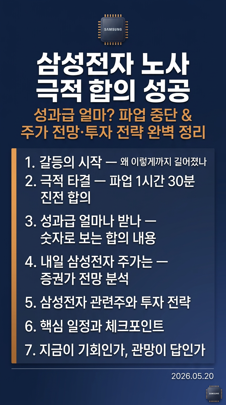 삼성노사 합의 성공, 성과급 얼마? 파업중단 및 내일 주식 시세, 주가 전망, 관련주, 투자 전략