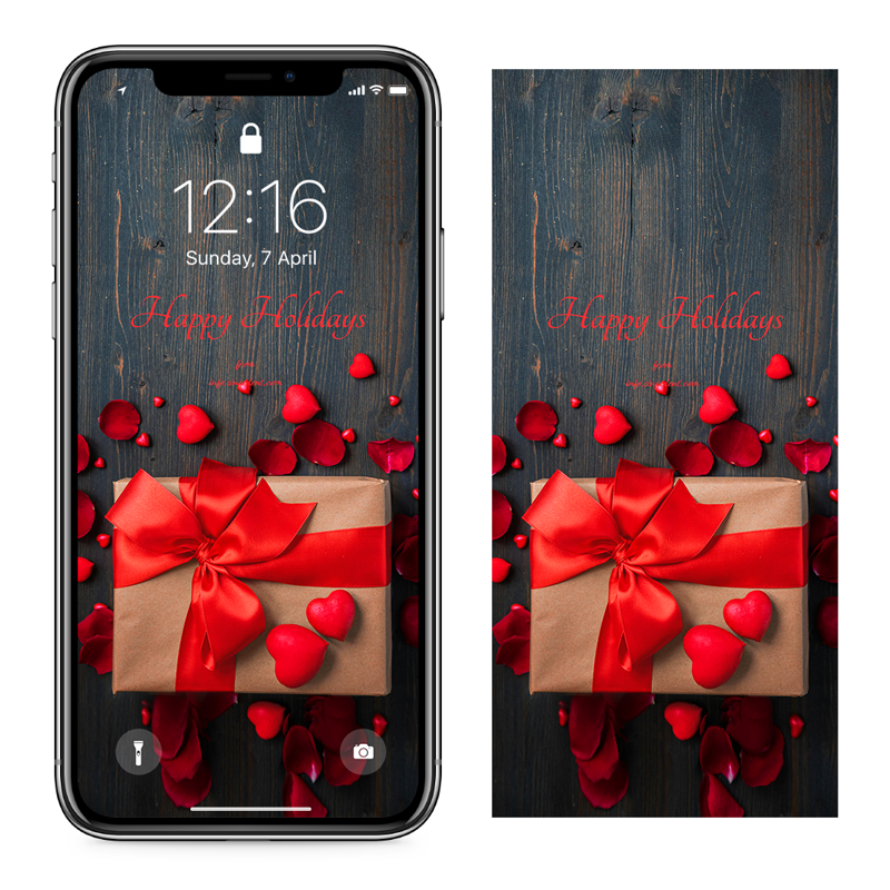 10 빨간색 하트와 선물상자 C - Happy Holidays 크리스마스배경화면