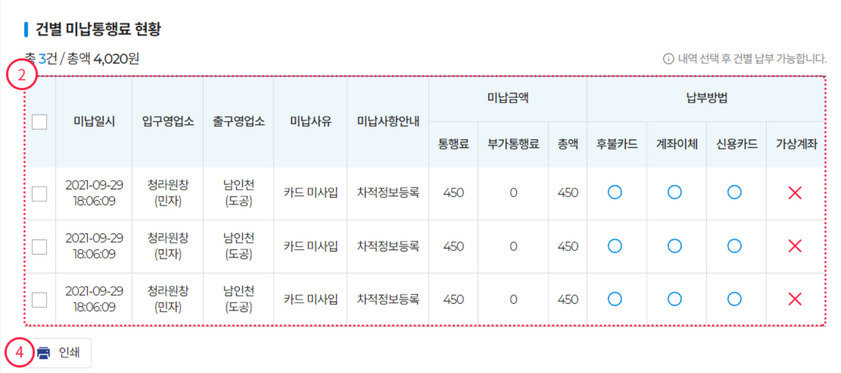 고속도로 통행료 미납조회