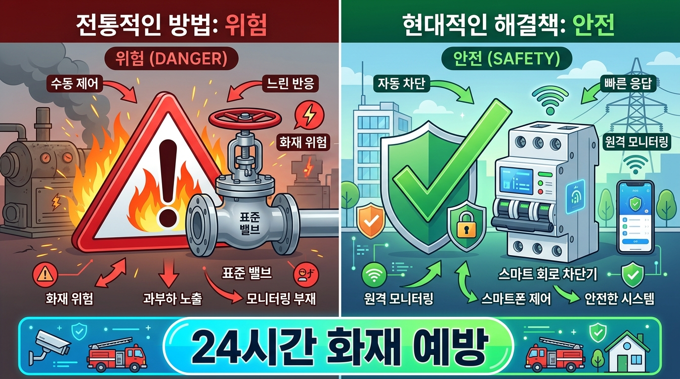 일반 밸브와 가스차단기 비교 이미지