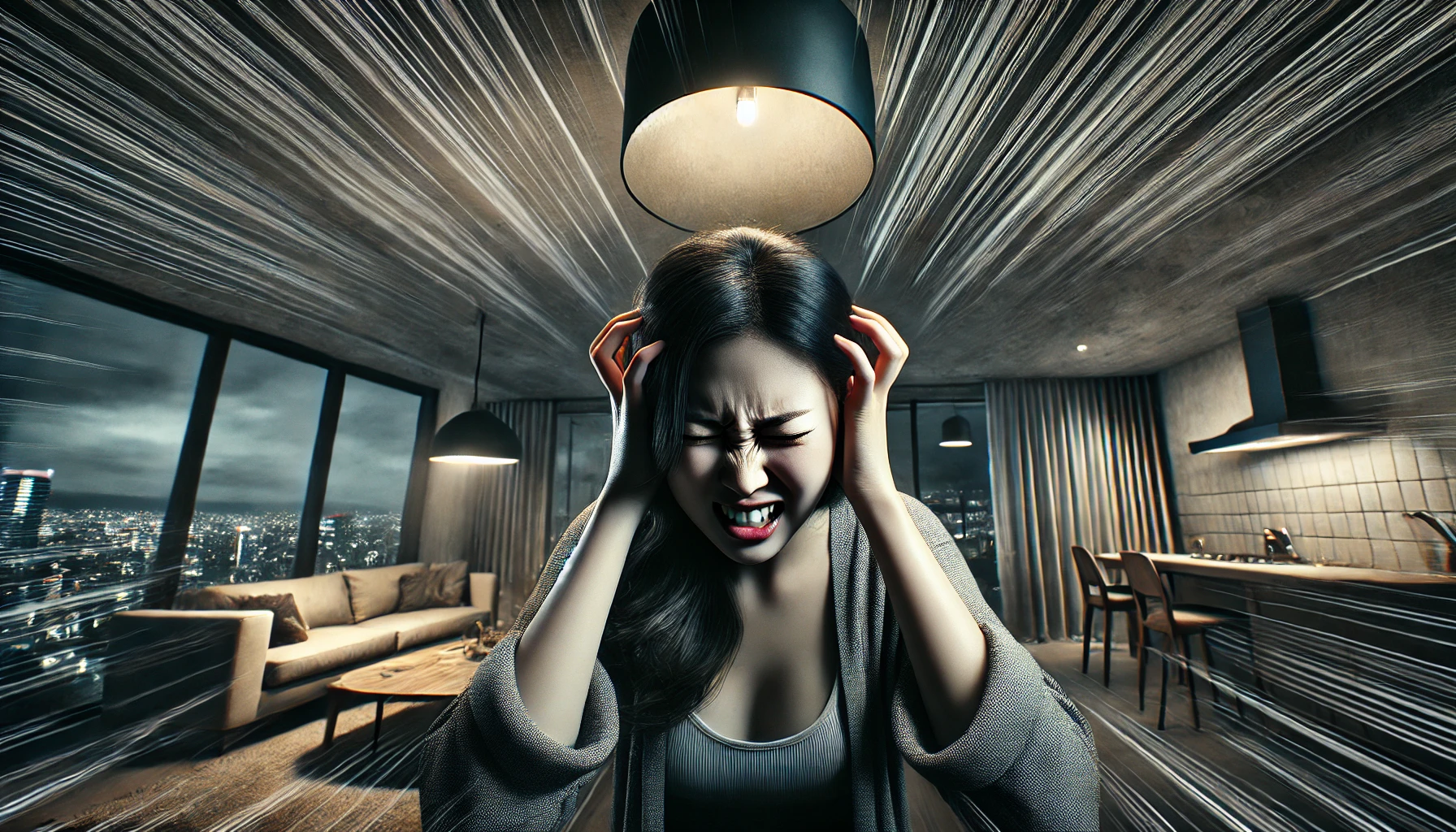 층간소음에 고통받는 여자