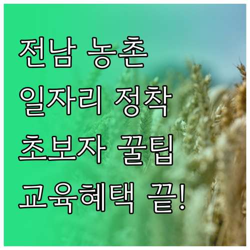전남 농촌일자리 지원사업 초보자 참여..