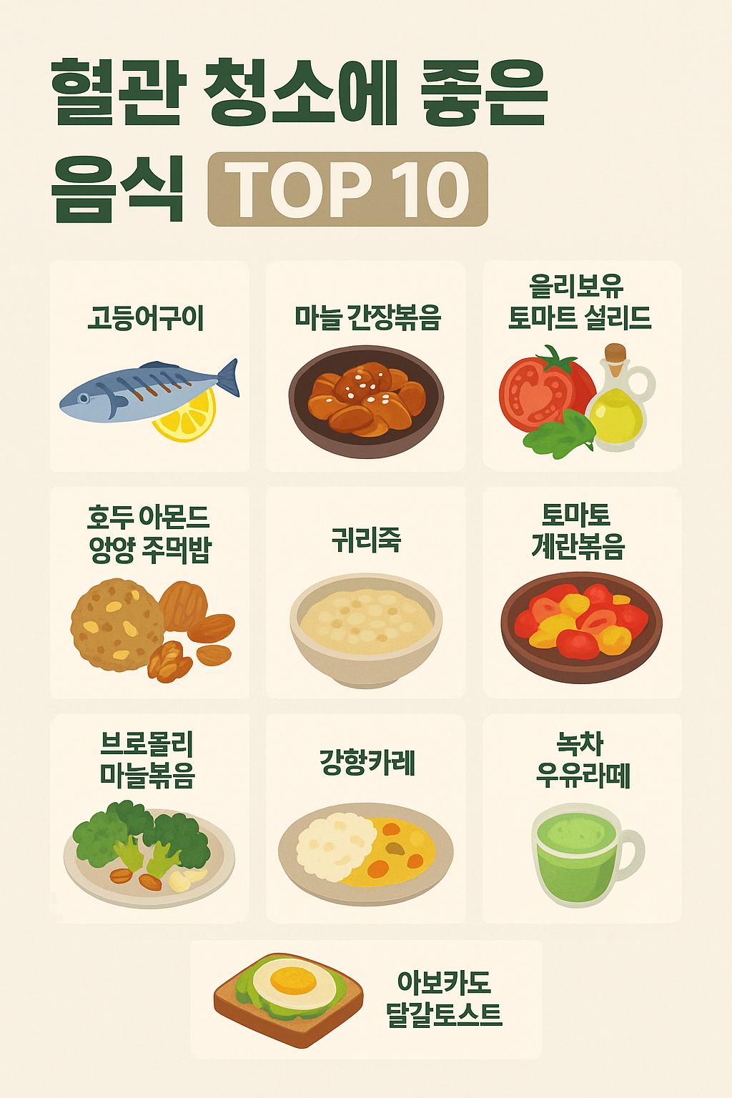 혈관 청소에 좋은 음식 TOP 10 인포그래픽