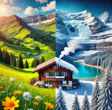 여름스위스와 겨울 스위스 사진