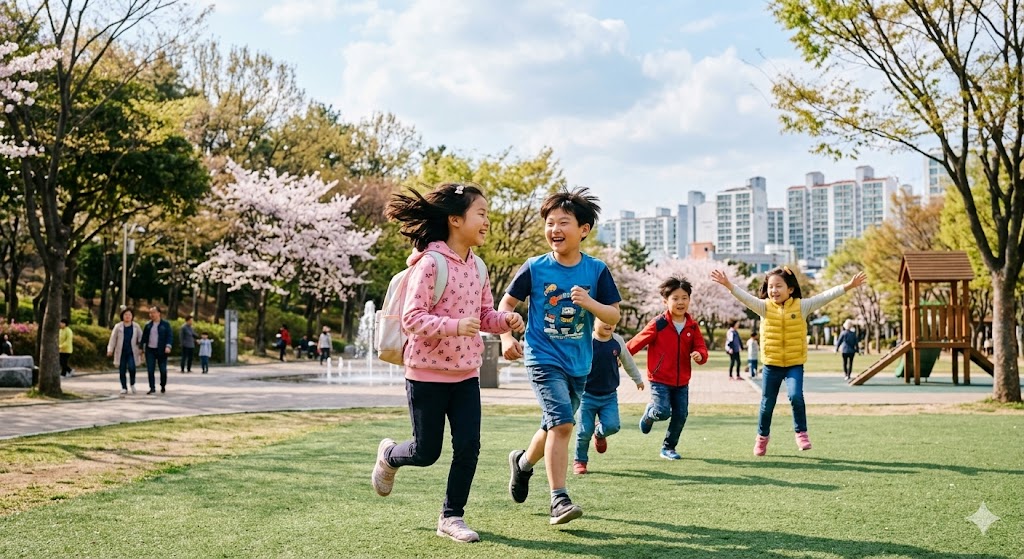 뛰어노는 어린이들