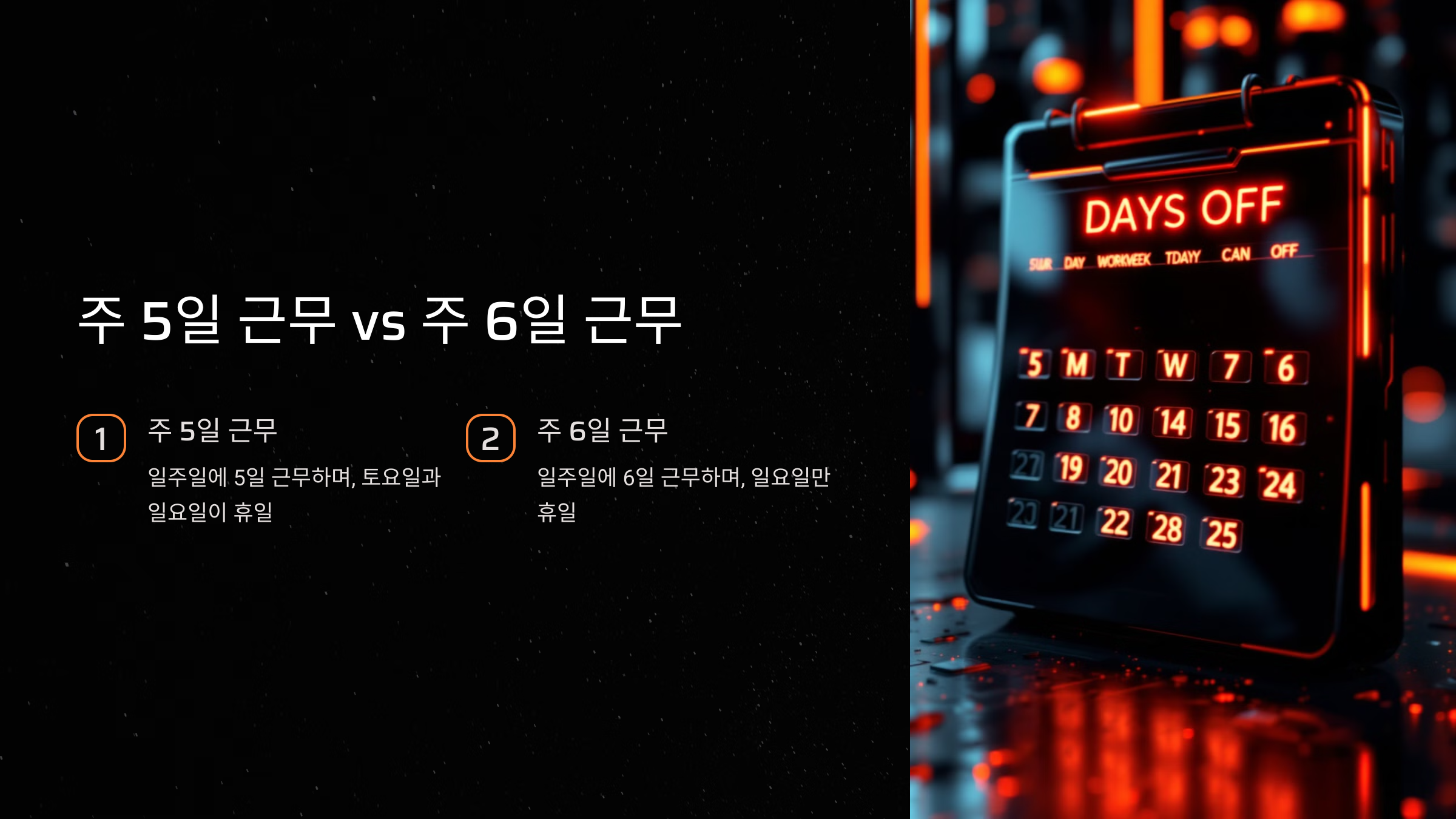 주 5일 근무와 주 6일 근무의 차이