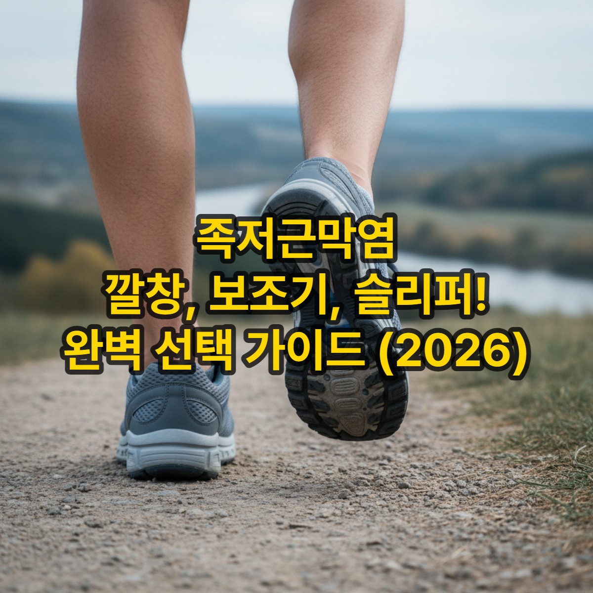 발 아치를 편안하게 지지하는 기능성 깔창을 착용한 발이 부드럽게 걷는 모습