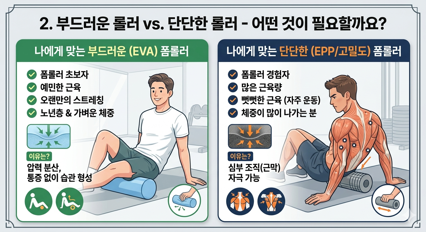 부드러운 롤러 vs 단단한 롤러 어떤것이 나에게 맞을까?