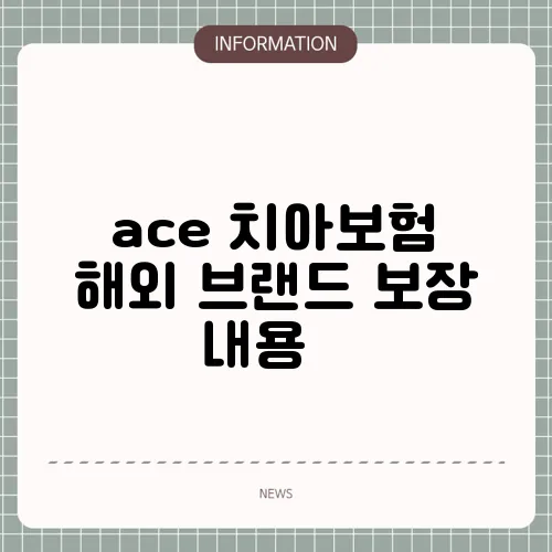 ace 치아보험 해외 브랜드 보장 내용 🌐