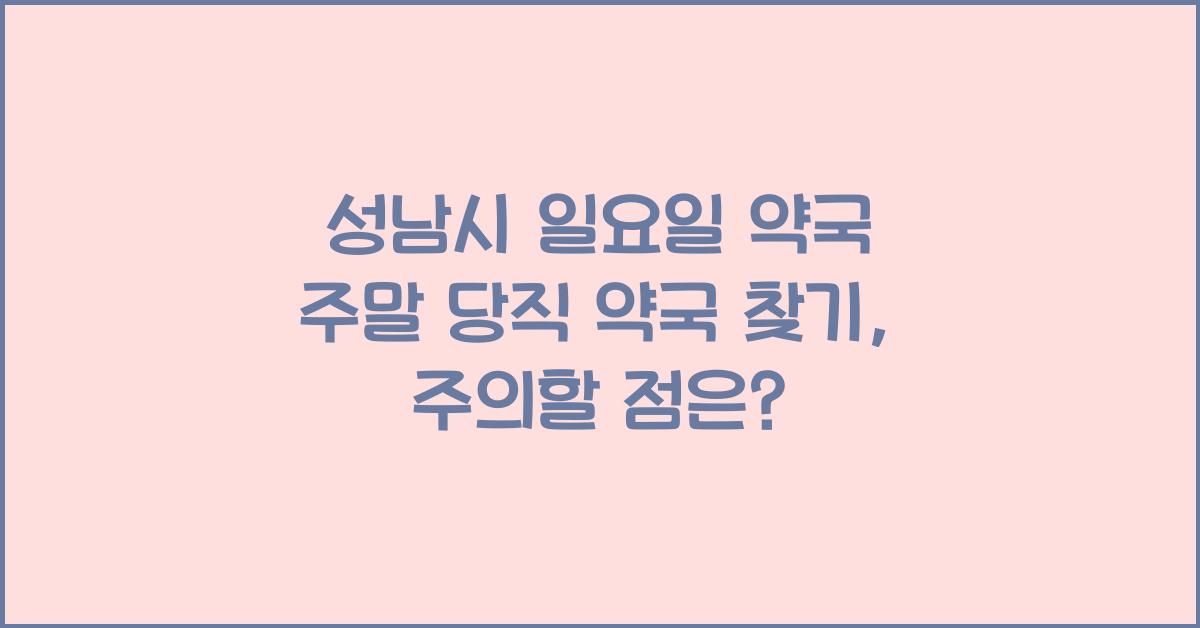 성남시 일요일 약국 주말 당직 약국 찾기