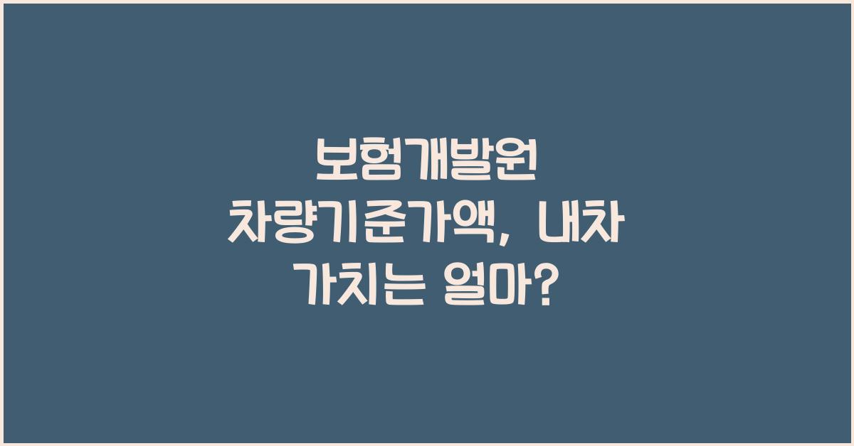 보험개발원 차량기준가액