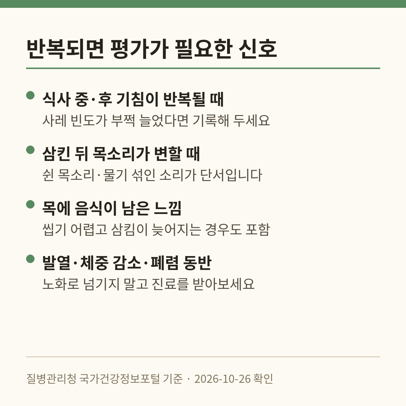 반복되면 평가가 필요한 삼킴 신호 카드