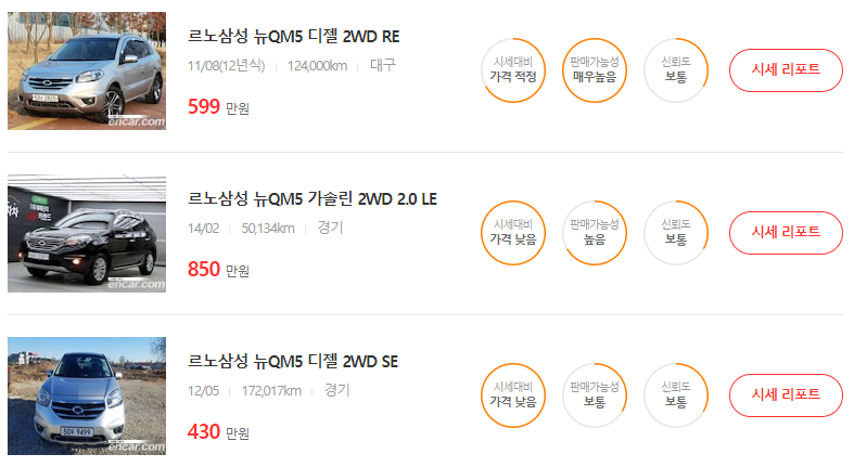 500만원이하 중고차 시세표