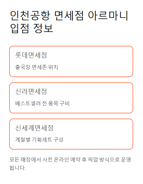 인천공항 면세점 아르마니 입점 정보