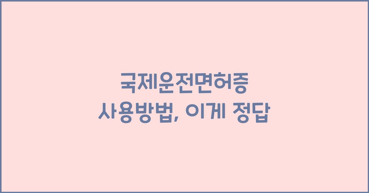 국제운전면허증 사용방법