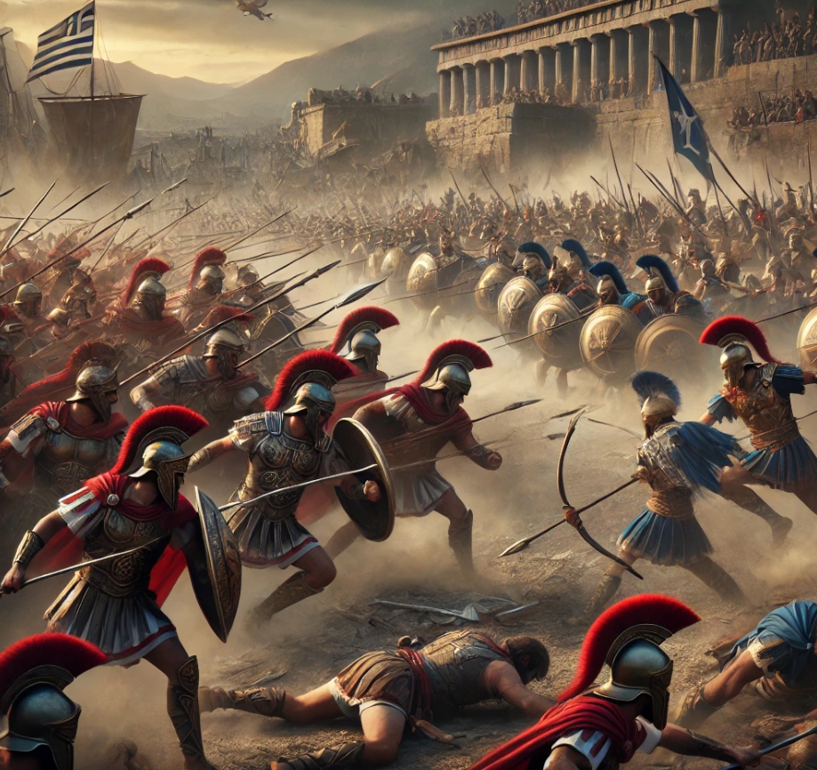 고대 두 나라가 전쟁을 하고 있는 모습