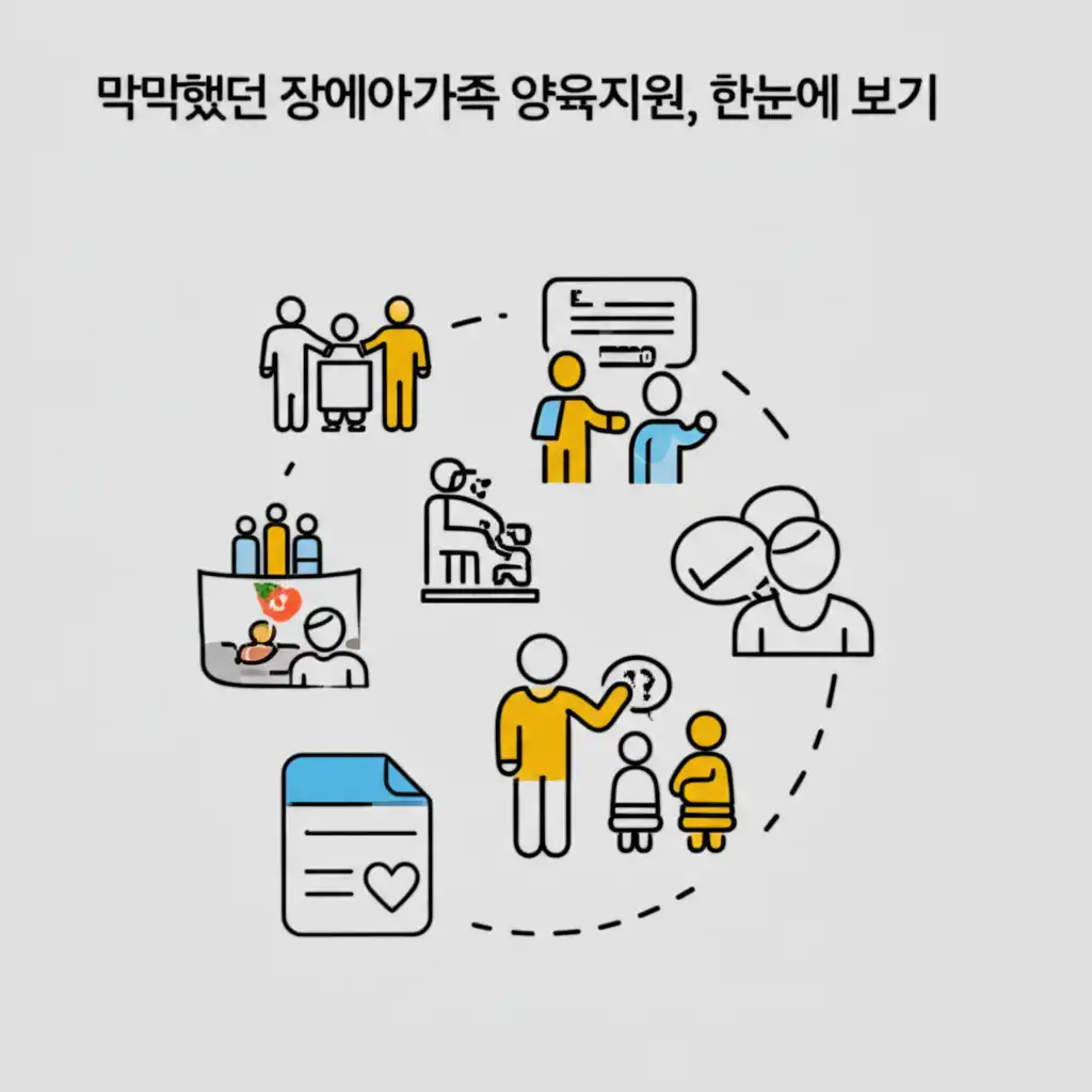 장애아가족을 위한 다양한 정부 지원 프로그램을 설명하는 인포그래픽