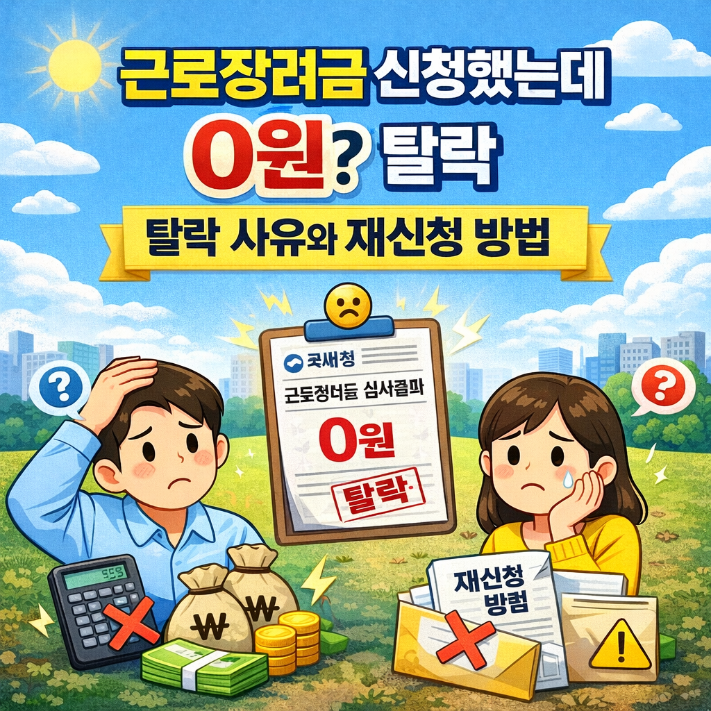 근로장려금 신청했는데 0원? 탈락 사유와 재신청 방법