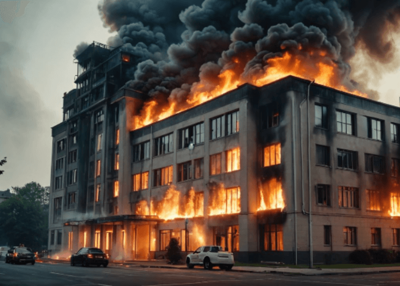 불타고 있는 건물 그림