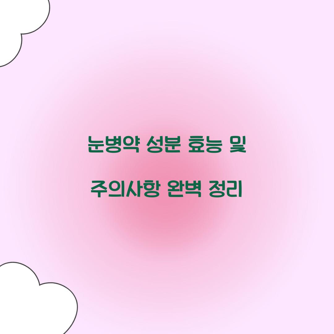 눈병약 성분 효능