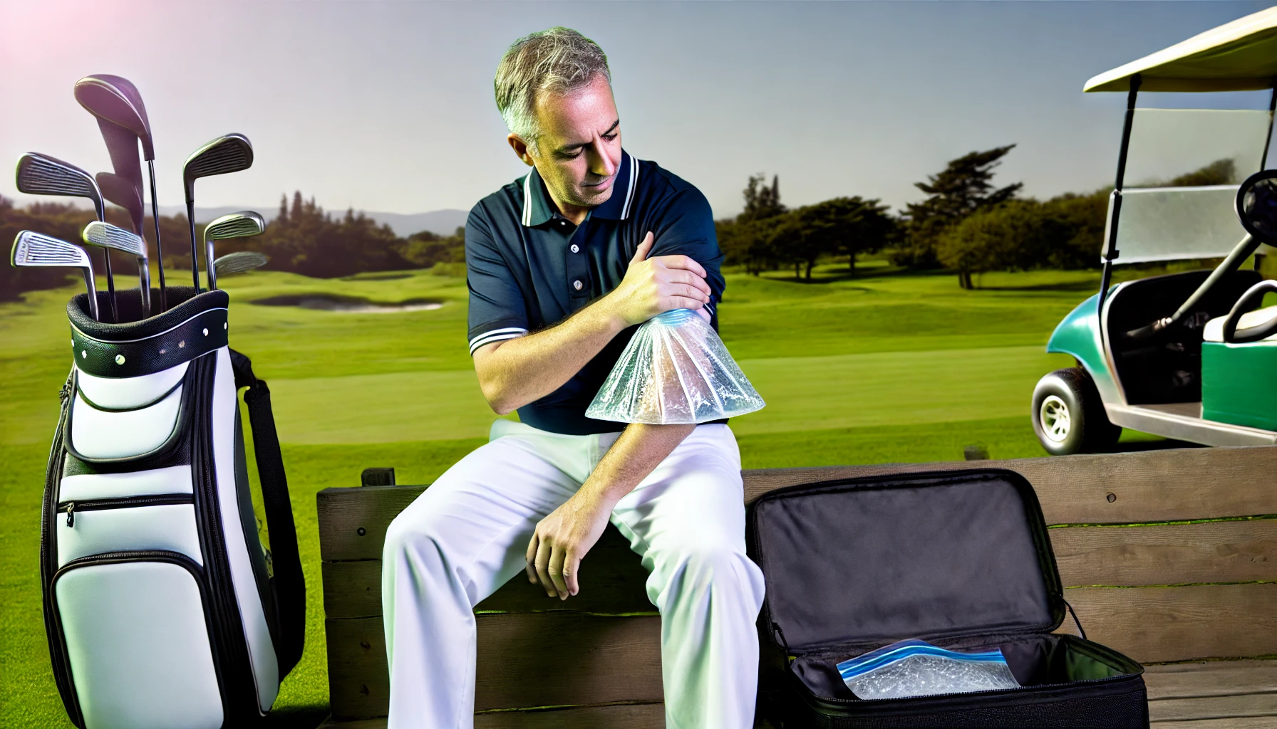 냉찜질을-하고있는-중년골퍼