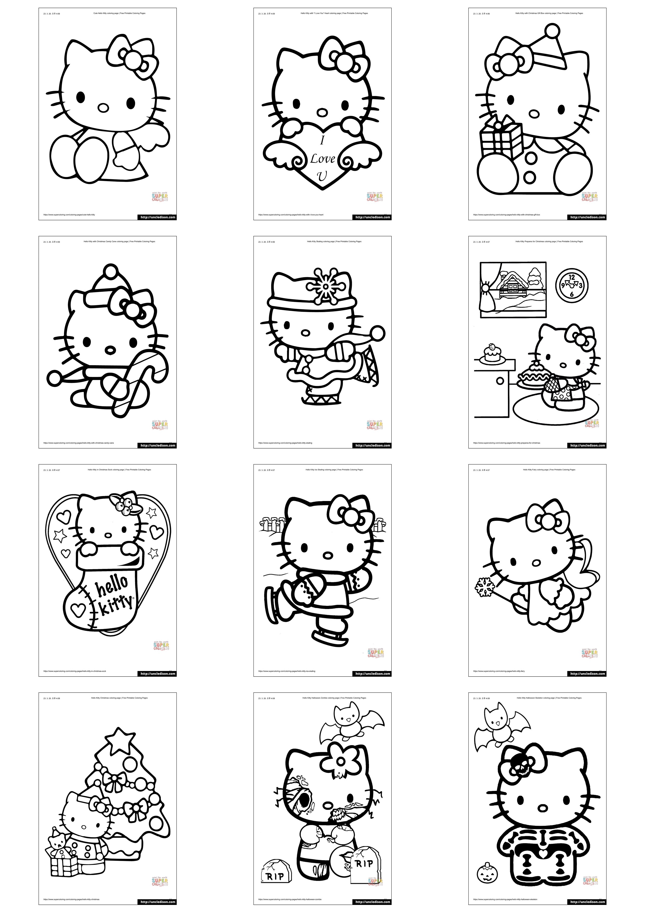 헬로키티 색칠공부 도안