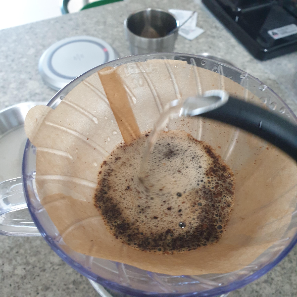 준 사이먼 듀얼 챔버 커피 레시피 드리퍼 2개로 따라하기_12g_푸어링