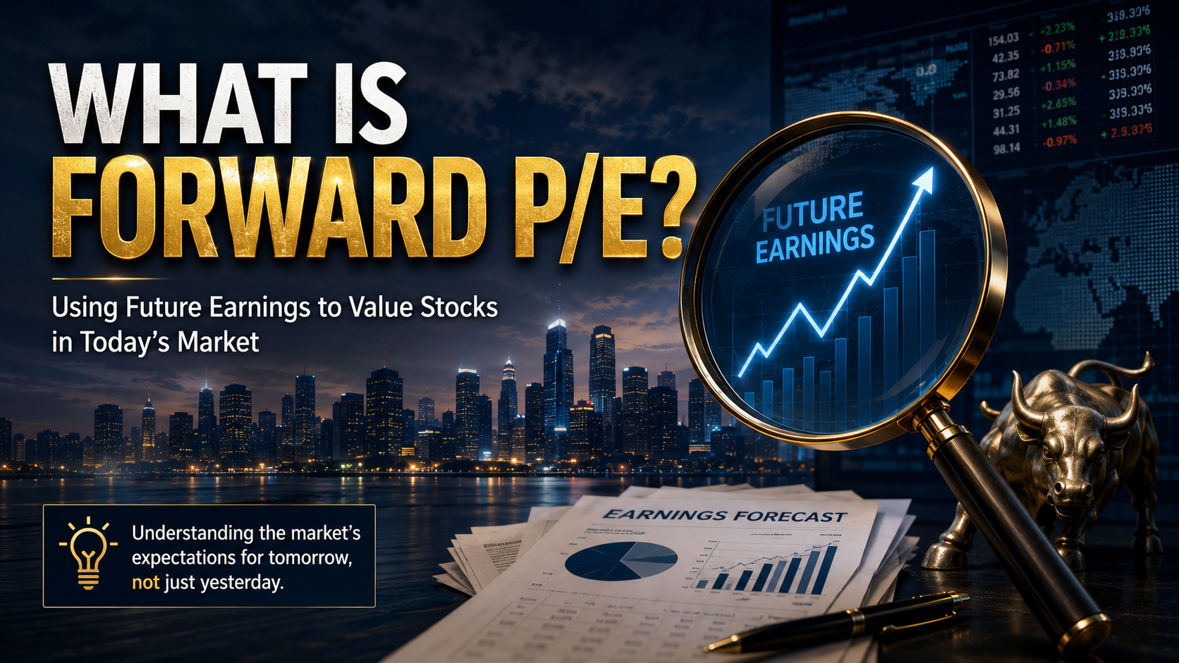 Forward P/E concept showing how investors value stocks based on expected future earnings