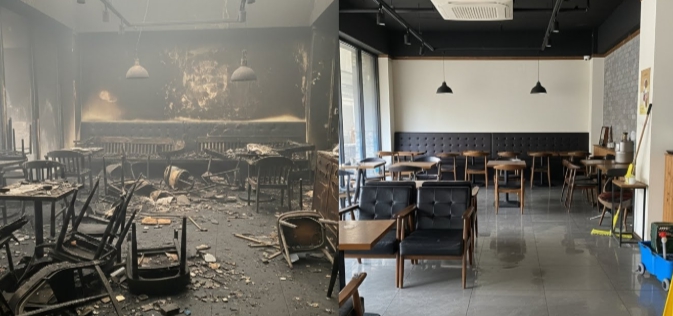 화재 청소 후 복구중