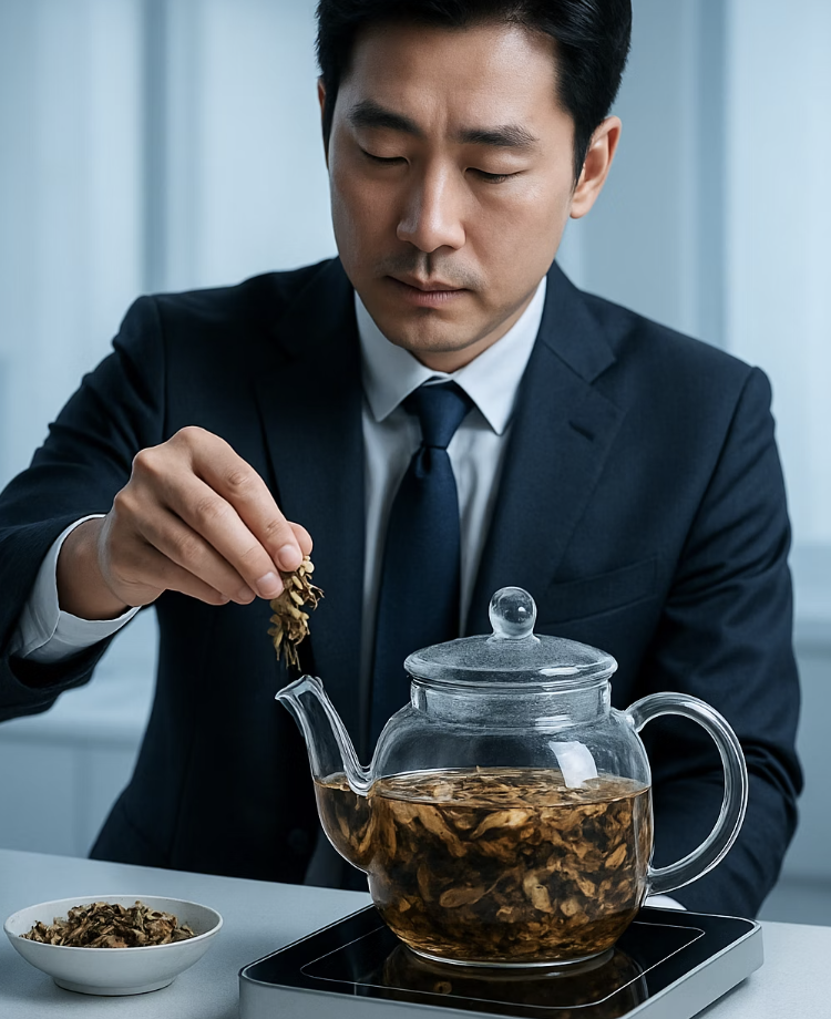 핵심적인 힘&amp;#44; 가지와 뿌리 다려 마시기