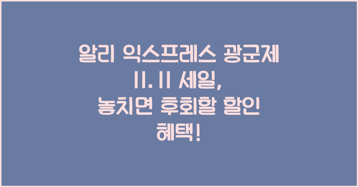 알리 익스프레스 광군제 11.11 세일