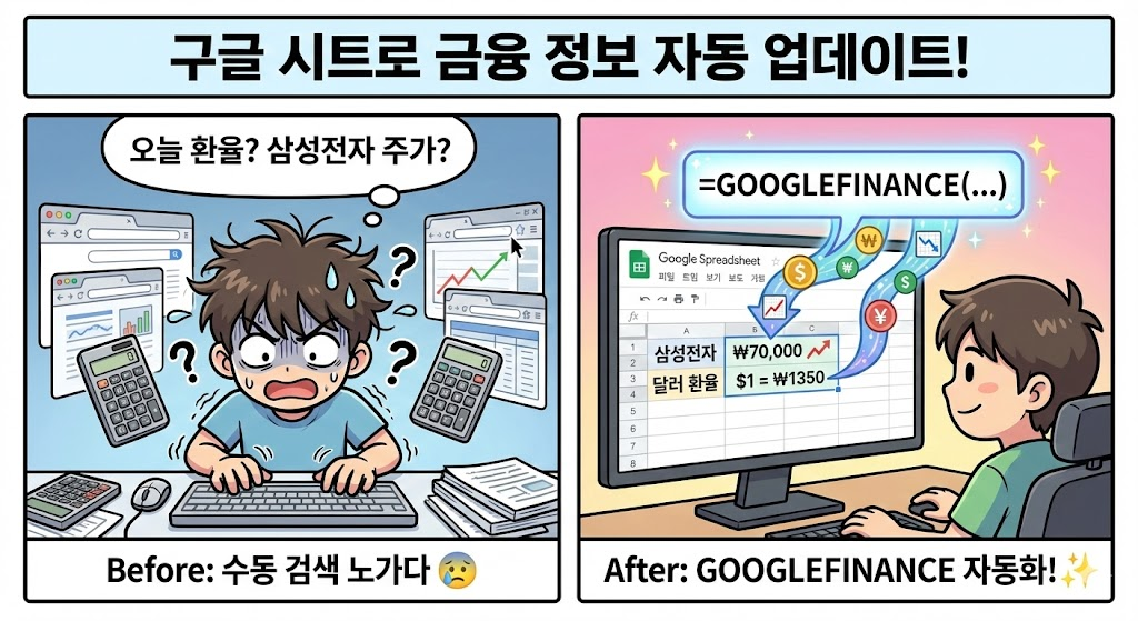 환율/주가 정보 자동 업데이트: GOOGLEFINANCE 함수 기초 사용법 (구글 시트 재테크 꿀팁)