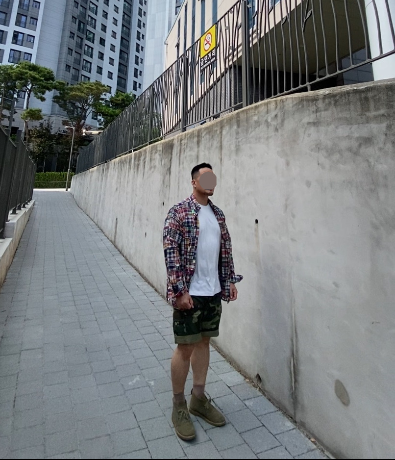 데일리룩('26. 6. 28.)폴로랄프로렌 패치워크 마드라스 클래식핏 린넨 셔츠, 무신사스탠다드 쿨탠타드 티셔츠, 로스코 카모 BDU 팬츠, 무신사스탠다드 양말, 언코즈 처카부츠