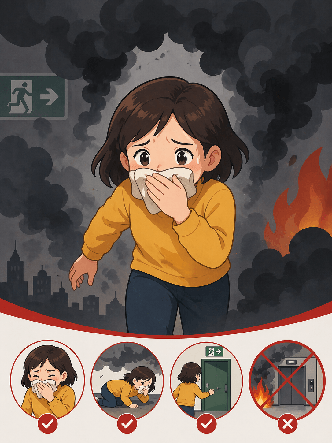 화재현장 연기흡인 위험을 알리는 포스터