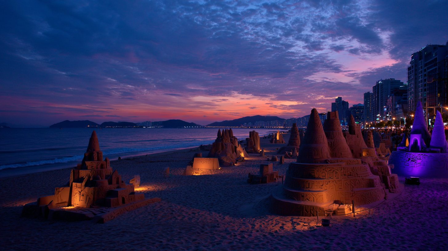 2 초여름 밤 조명 아래의 해운대 모래축제 [haeundae-sand-festival-night-light]