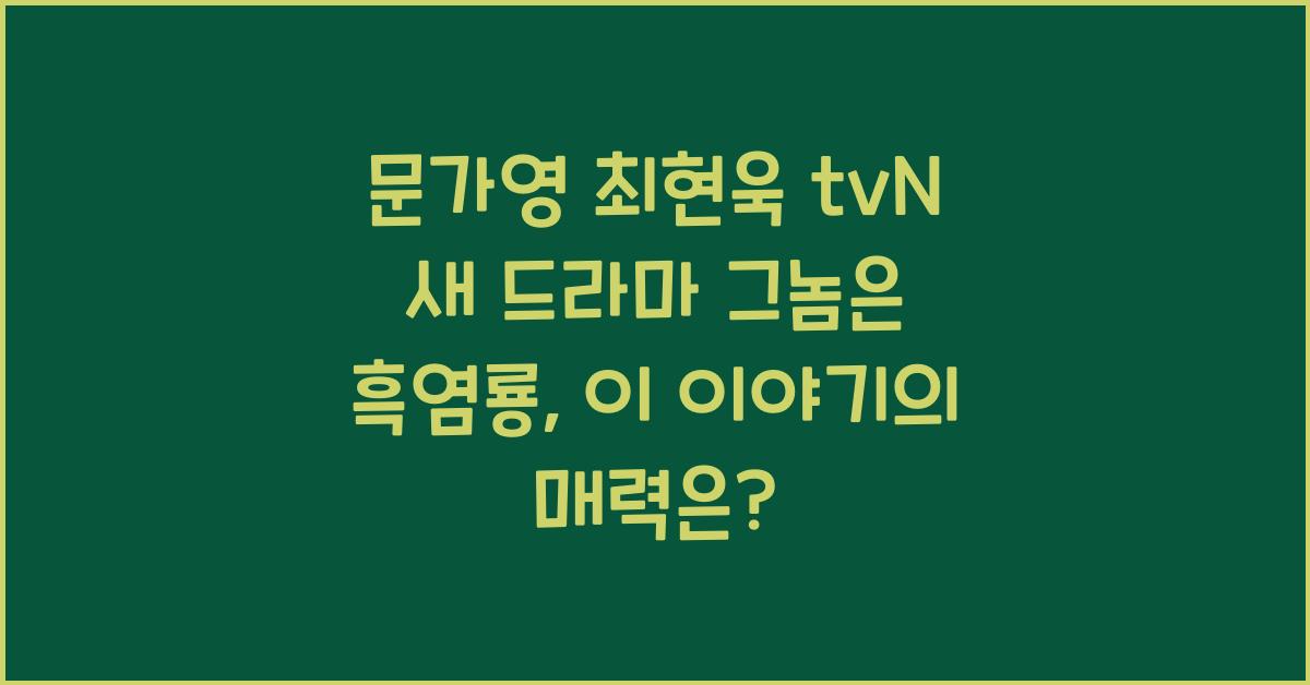 문가영 최현욱 tvN 새 드라마 그놈은 흑염룡