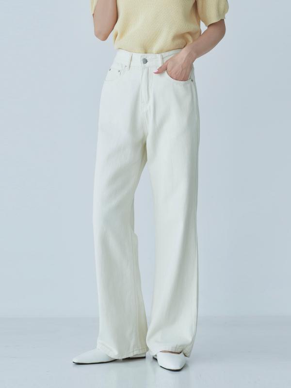 리틀마켓 화이트진 크림진 블랙진 하이웨스트 코튼 롱 와이드 면바지 PD02B2