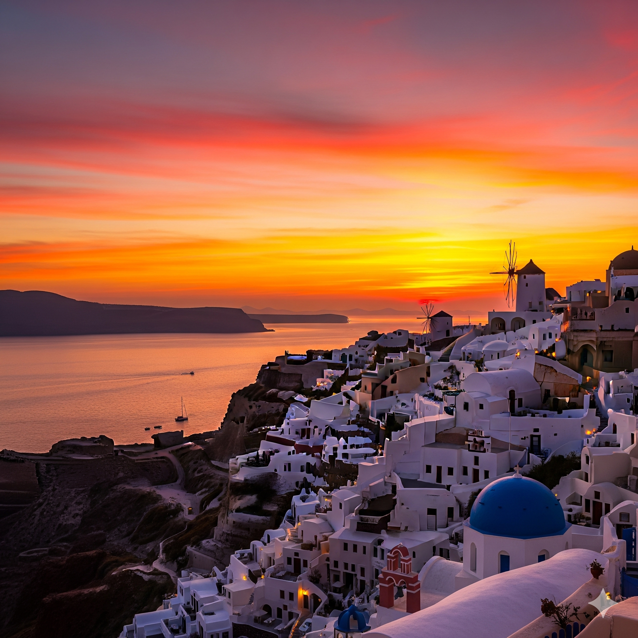 산토리니 이아 마을에서 맞이한 황홀한 석양