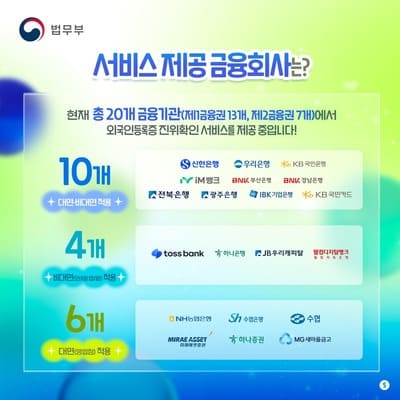 서비스 제공 금융회사는? (출처: 법무부 혁신24)
