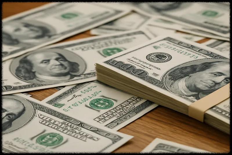 지폐와 함께 부의 흐름을 상징적으로 표현한 이미지