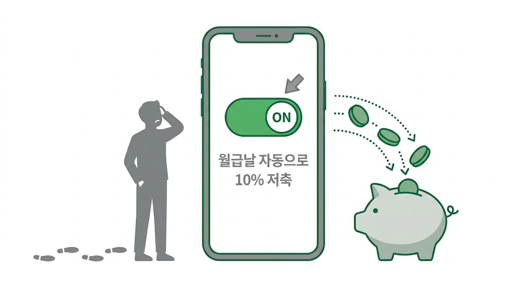 파일명: nudge_default_choice_savings_auto_transfer_loss_aversion_behavioral_economics_korea.jpg Alt 태그: 넛지 기본값 자동저축 손실회피 편향 극복 행동경제학 한국 재테크 심리 2026 소비 패턴