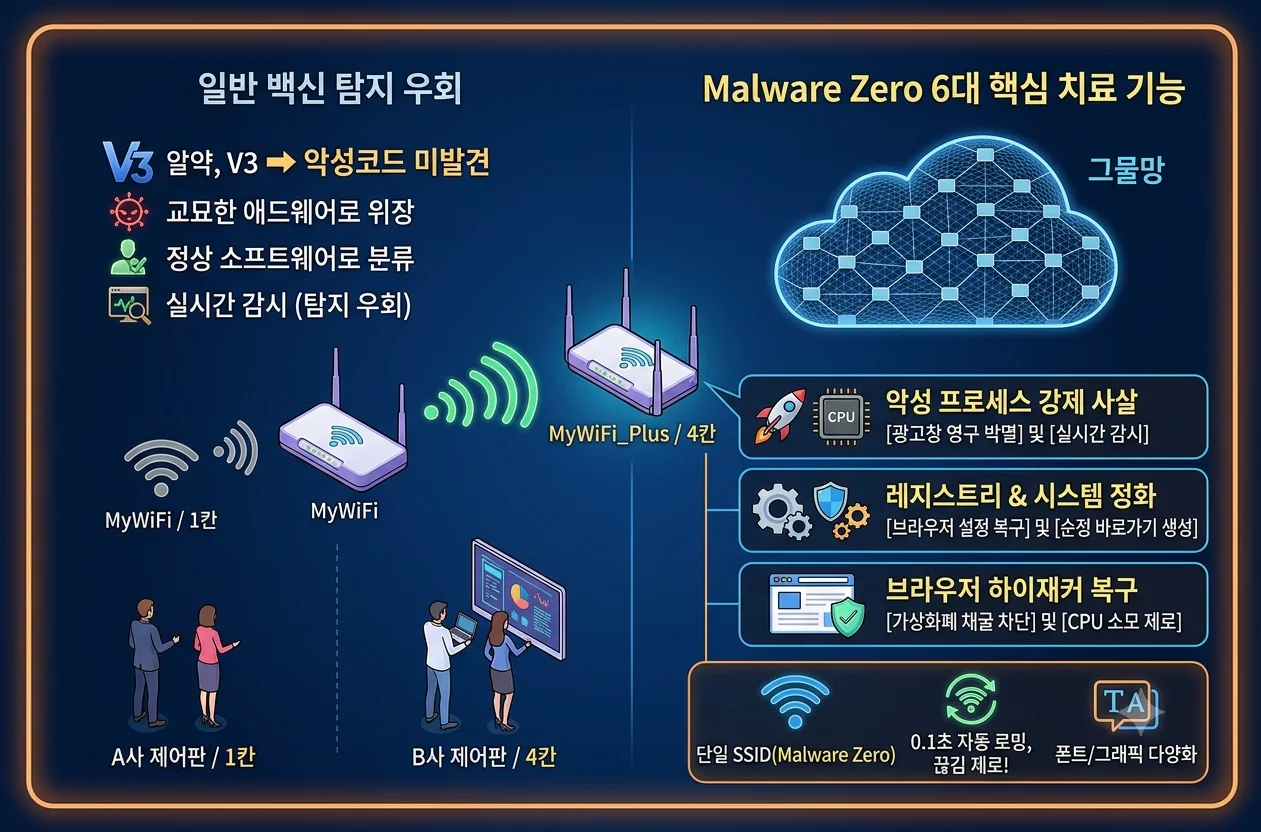 멀웨어 제로 start bat 관리자 권한 실행 및 악성코드 진단 치료 화면