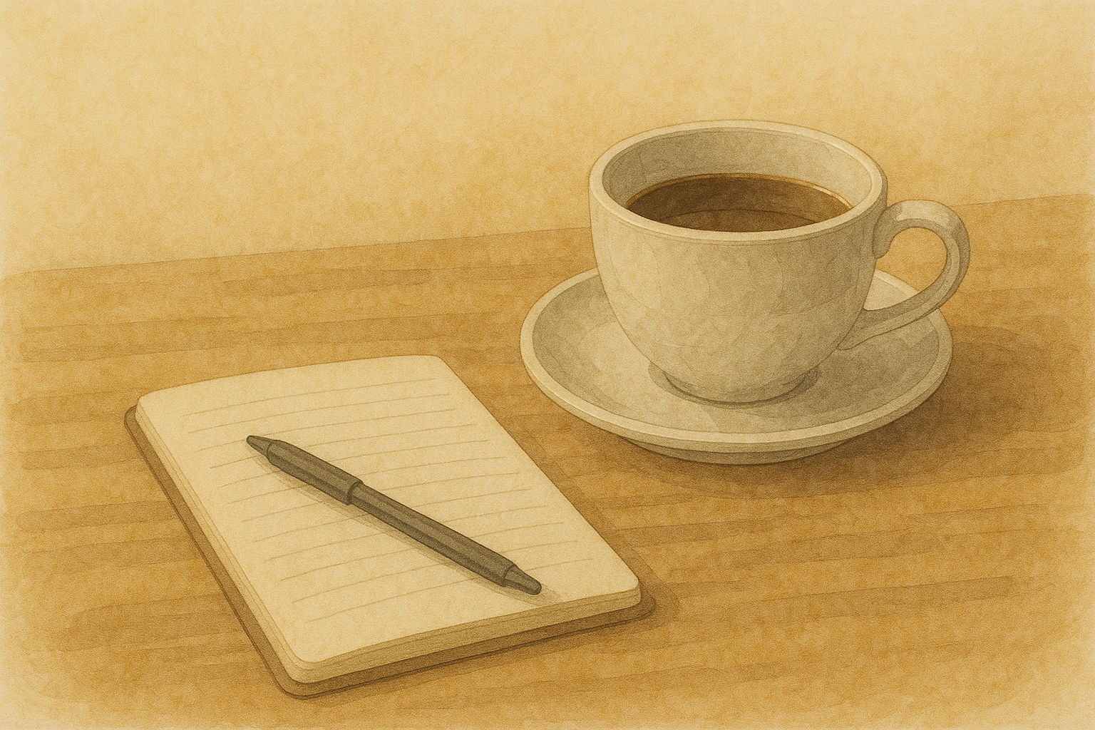 커피와 노트북이 있는 여유로운 시간